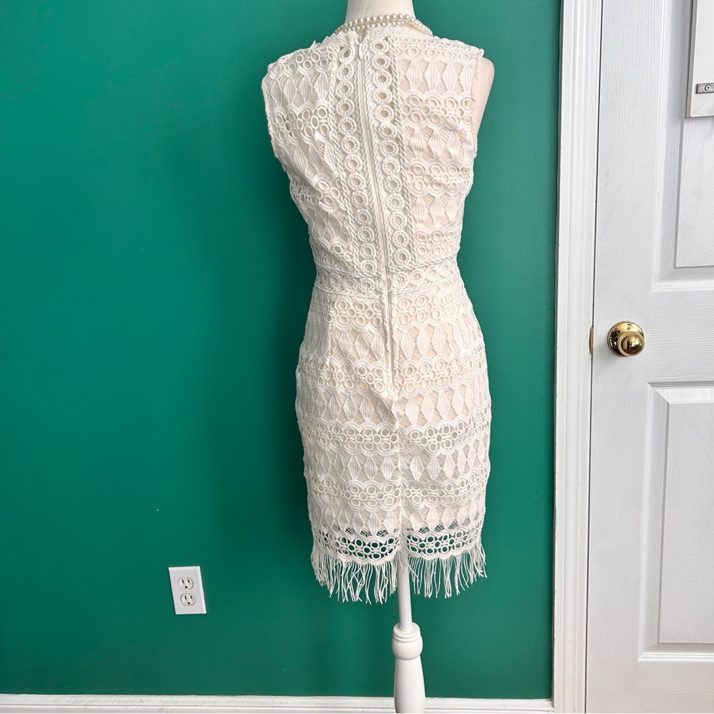 Lulus Kenna White Crochet Lace Sleeveless Bodycon Dress Small - Picture 7 of 8